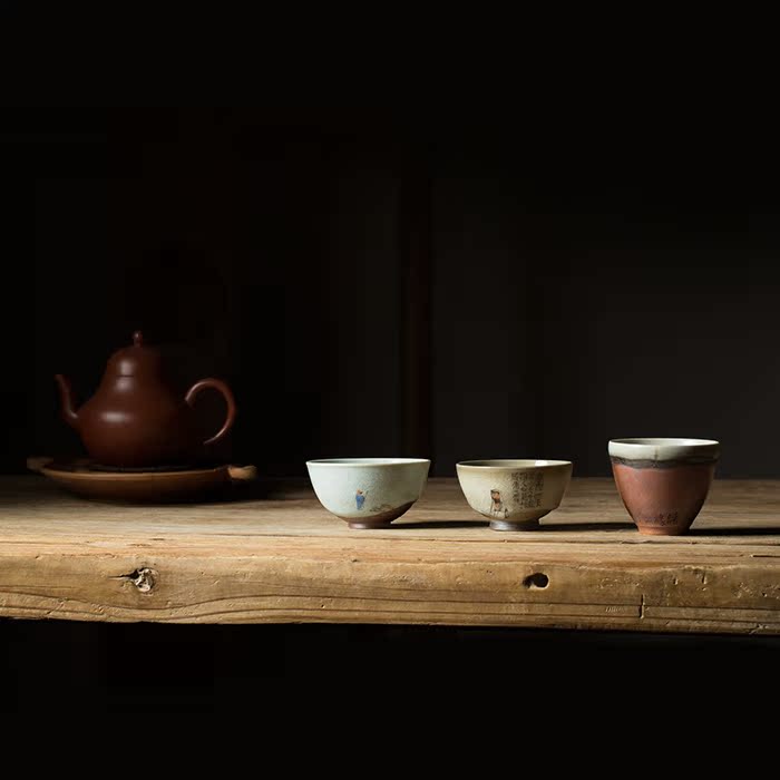 景德镇全手工制名家柴烧手绘茶杯 收藏级禅意喝茶茶碗