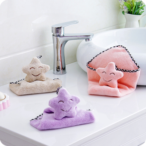 挂式可爱笑脸珊瑚绒擦手巾