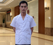 眼睛店按摩推拿食品厂清洁工作服厨师服加大码 短袖 男医生小褂夏装