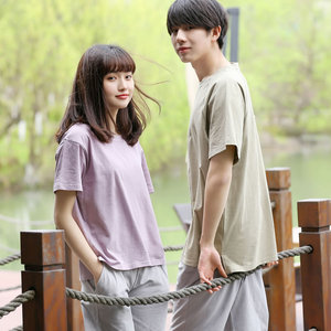 夏季纯棉短袖情侣家居服