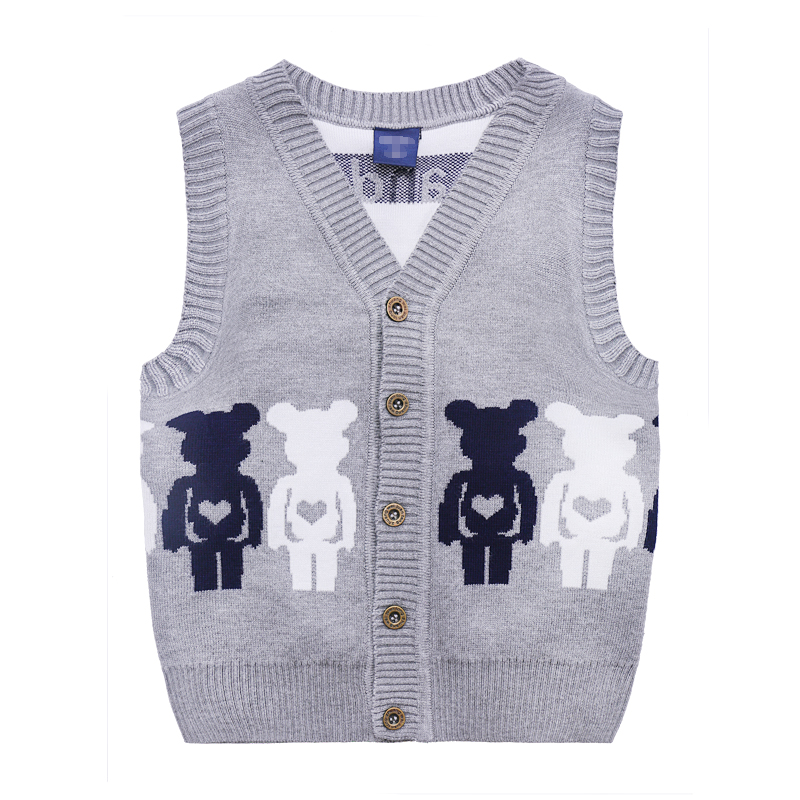 柳笛童装秋季新品男童韩版休闲V领开衫针织衫