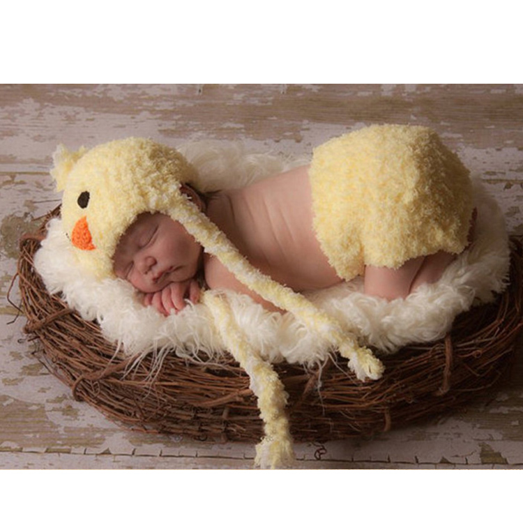 新生婴儿拍照小鸡道具 宝宝满月百天/岁鸡年影楼儿童摄影造型服装