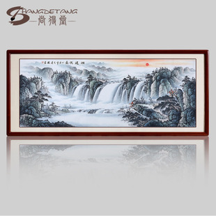 国画山水画风水靠山客厅画水墨画聚宝盆手绘字画办公室挂画装饰画