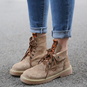 绒面圆头系带马丁靴