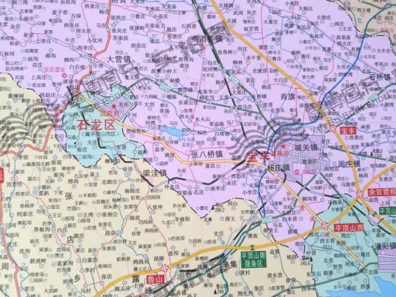 2017新版 河南十八市全开系列地图 平顶山市地图 平顶山地图挂图 含