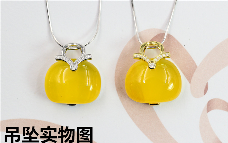 s925纯银新款包包吊坠托 空托diy镶嵌蜜蜡 琥珀戒托 夹扣 平安扣