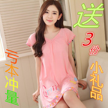 可爱公主睡裙女士夏天纯棉短袖 连衣裙睡衣少女裙家居服 夏季加大码