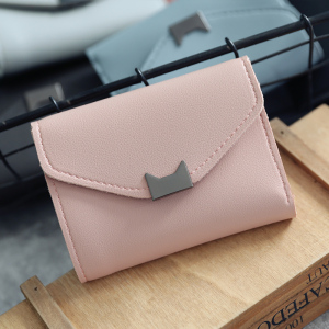 猫耳装饰简约3折小钱夹