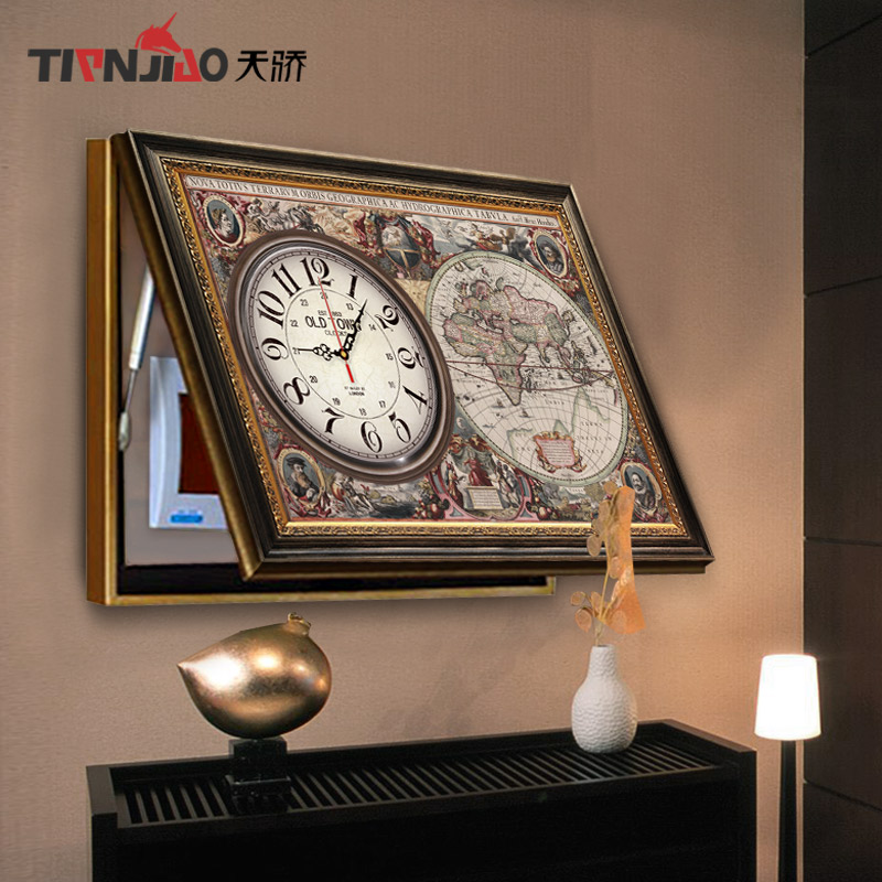 欧式液压钟表挂画电表箱装饰画电闸配电箱客厅电源空气开关箱挂画