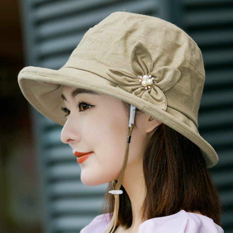 帽子女夏天遮阳帽大檐大沿防紫外线太阳帽可折叠防晒纯色布帽飘带