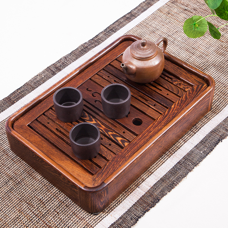 茶具茶盘实木小茶盘迷你储水小号便携式鸡翅木茶盘长方形家用茶海