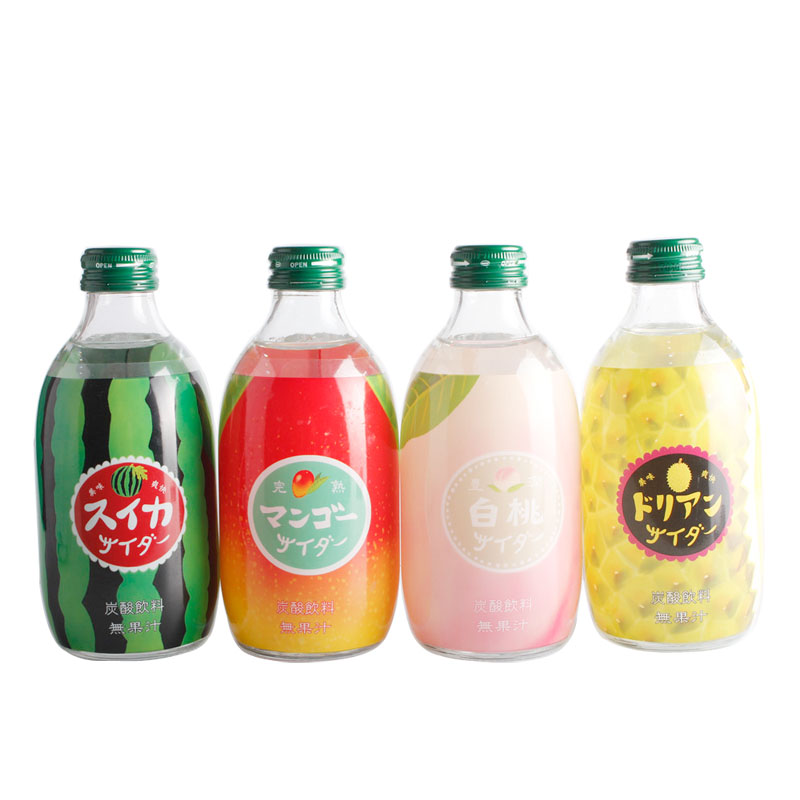 【天天特价】日本进口友桝碳酸饮料 农园丰润榴莲味汽水玻璃瓶装