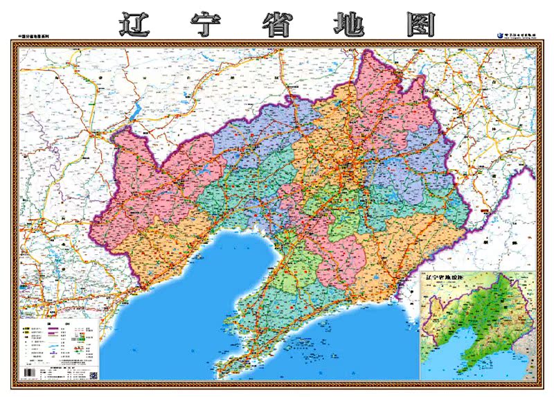 辽宁省地图挂图 2017版办公室墙贴装饰画1.1米防水地图 现货包邮