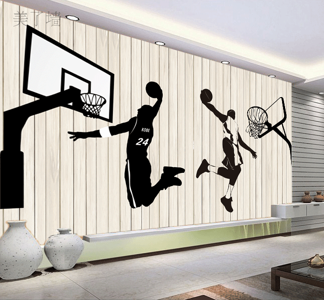nba球星科比詹姆斯壁纸运动用品专卖店墙纸篮球迷卧室装饰壁画