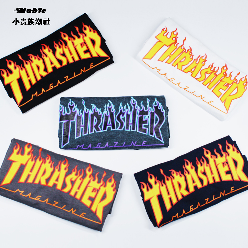 thrasher flame美国火焰纯棉短袖女gd同款情侣装tee滑板t恤男正品