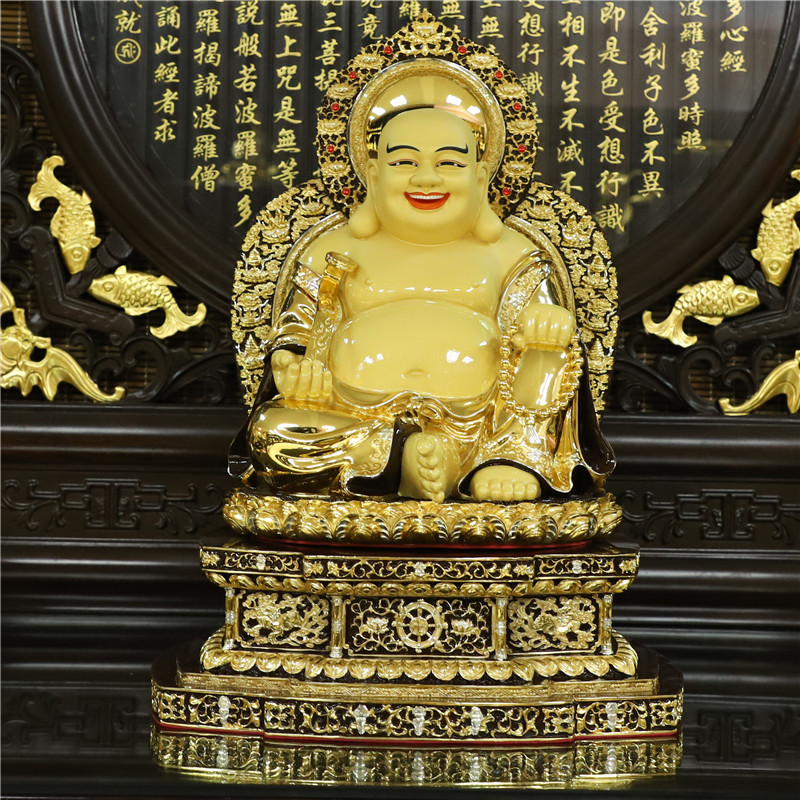 双宝楼 祥狮铜佛像仿古收藏精品纯铜弥勒佛菩萨招财佛教家居摆件