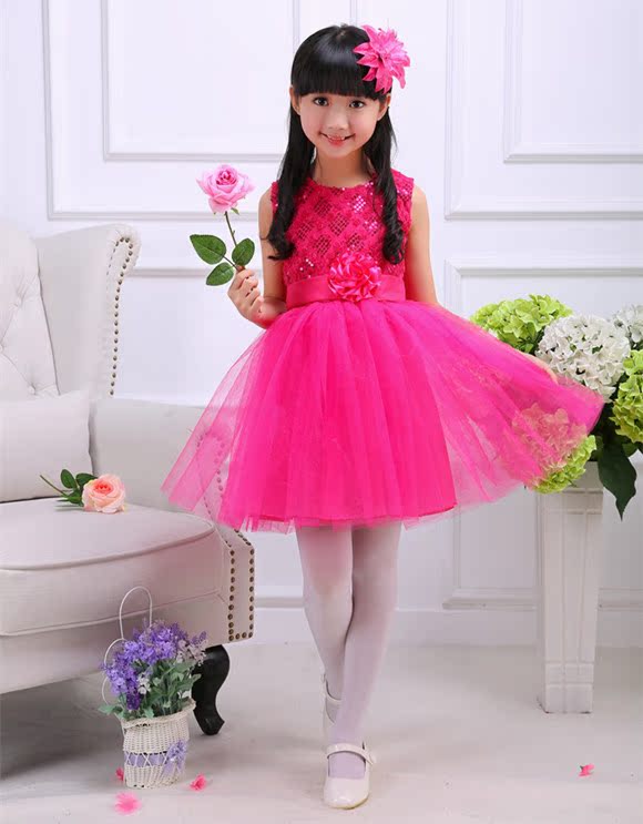 六一儿童舞蹈服装女童幼儿园亮片蓬蓬公主裙演出服小女孩跳舞裙夏