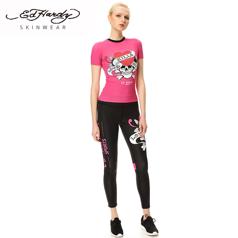 Ed hardy Skinwear女士紧身短袖运动T恤S12A
