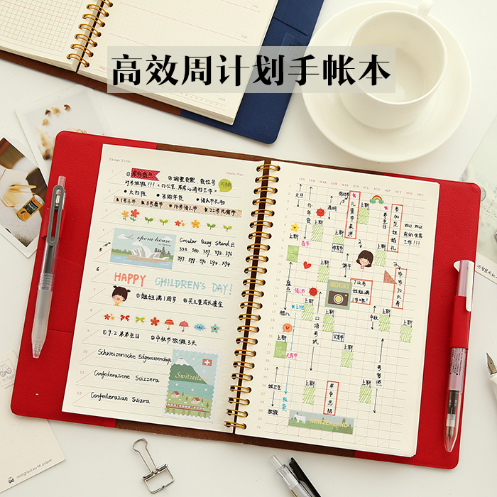 韩国创意可爱复古小清新厚款磁扣a5学生笔记记事本手帐日记手账本