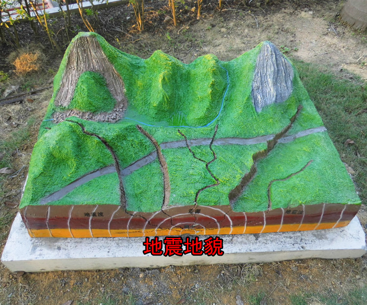 地震地貌模型地理教学展示实验器材玻璃钢地理园模型冰川火山地貌