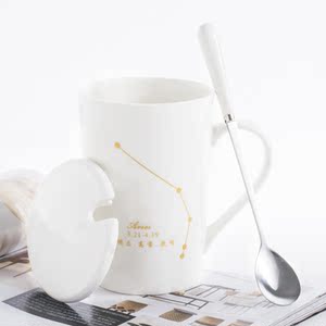 创意陶瓷杯带盖勺