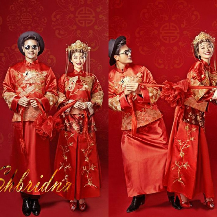 刺绣凤凰秀禾装古装旗袍影楼主题服装婚纱写真礼服拍照中国风中式