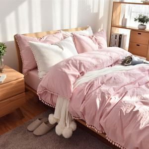 网红毛球球全棉水洗棉四件套