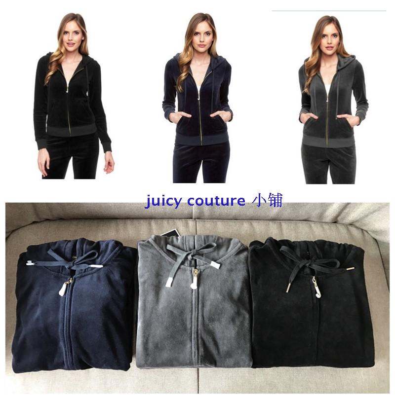 国内现货 美国专柜代购juicy couture新款珍珠皇冠天鹅绒微喇套装