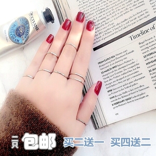 包邮韩国奶酪陷阱制作人孔孝真同款尾戒指指环极细光面食指关节女