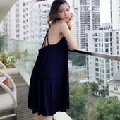 睡衣女夏性感清新吊带连衣裙新薄款 露背睡裙莫代尔棉冰丝宽松大码