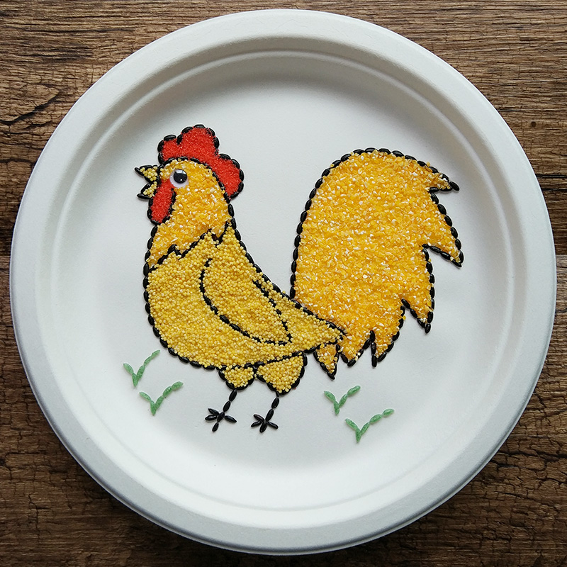 创意种子五谷杂粮豆子画 幼儿园手工材料包亲子趣味贴画 公鸡
