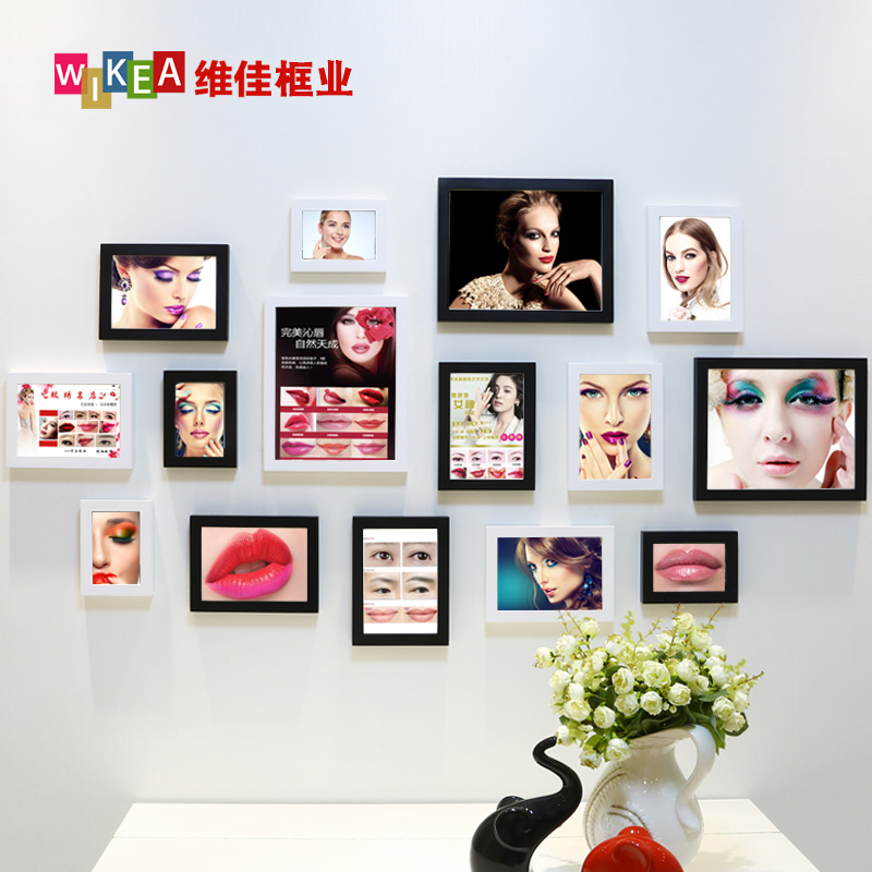 韩式半永久定妆照片墙眉眼唇纹绣相片墙微整形