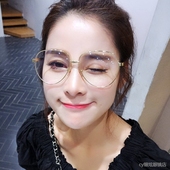 大框网红明星金属眼镜框女圆脸韩版潮复古平光镜防辐射近视眼镜男