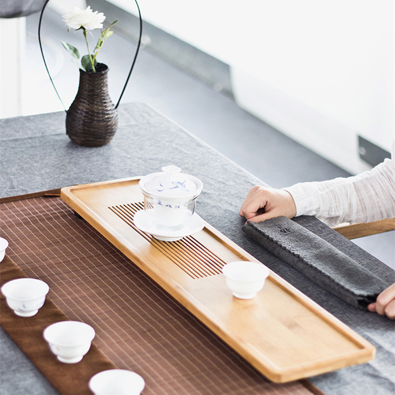 简约茶盘竹盘功夫茶具茶道茶台茶托储水排水式托盘竹制日式悟土