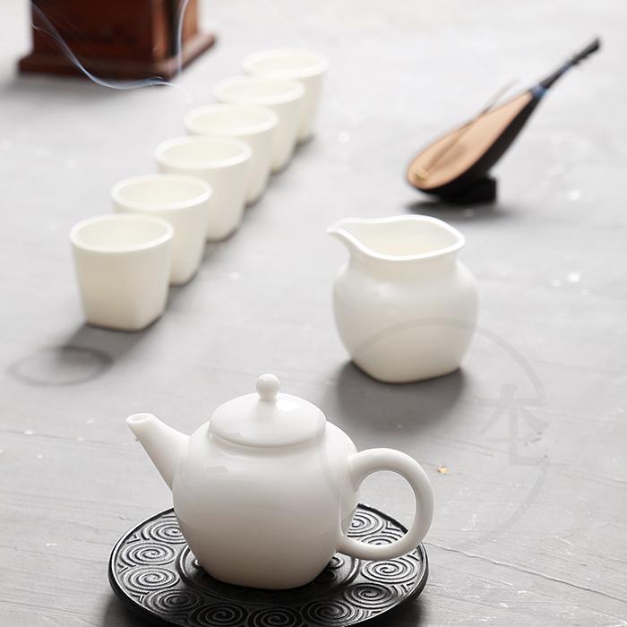 本兮 原创设计品牌高质白瓷茶具套组 天地方圆茶具整套包邮
