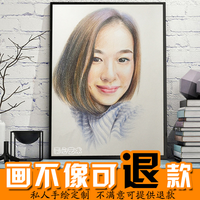 手绘头像素描画像真人照片转手绘代画人物画彩铅头像 diy手绘照片