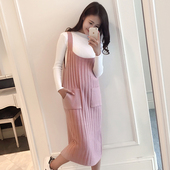 口袋毛衣针织吊带背心打底连衣裙休闲毛衣裙女秋 韩版 天天特价
