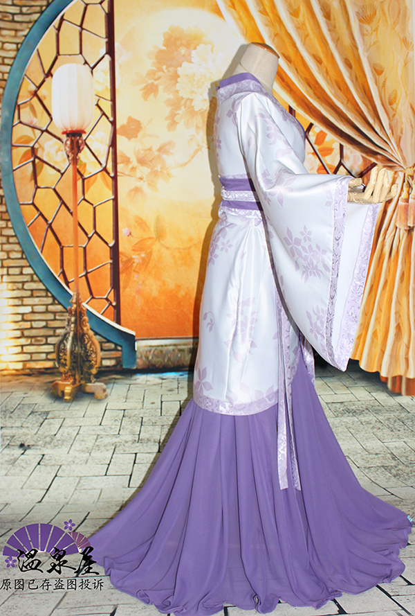 紫色印花汉服 游戏 奇迹暖暖幽兰紫古装 修身汉服裙子
