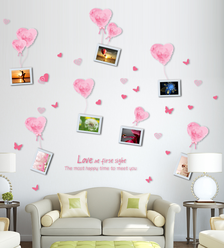 浪漫婚房间爱心相框照片墙贴纸创意家装温馨卧