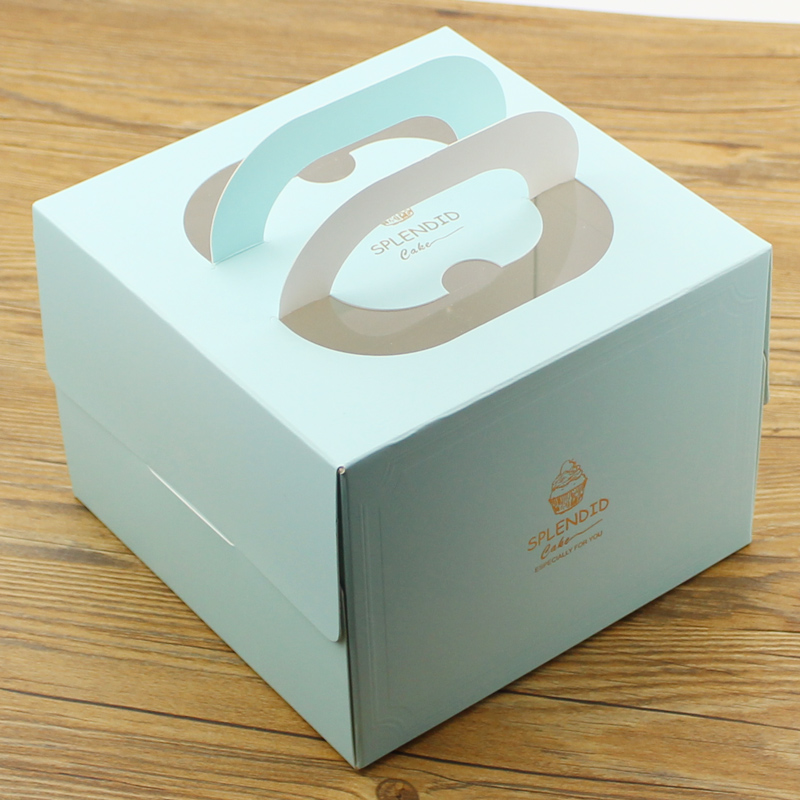 生日蛋糕盒6寸8寸 纯色简约欧式奶油千层手提盒子带纸托 烘焙包装
