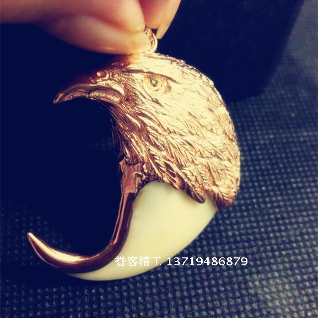 18k黄金包爪子套镶嵌猫头鹰爪子钩子牙套吊坠项链挂件