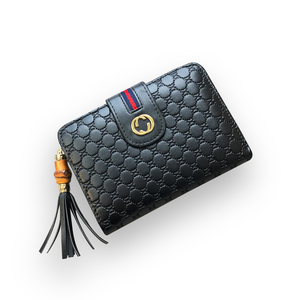 欧美压花流苏搭扣钱包
