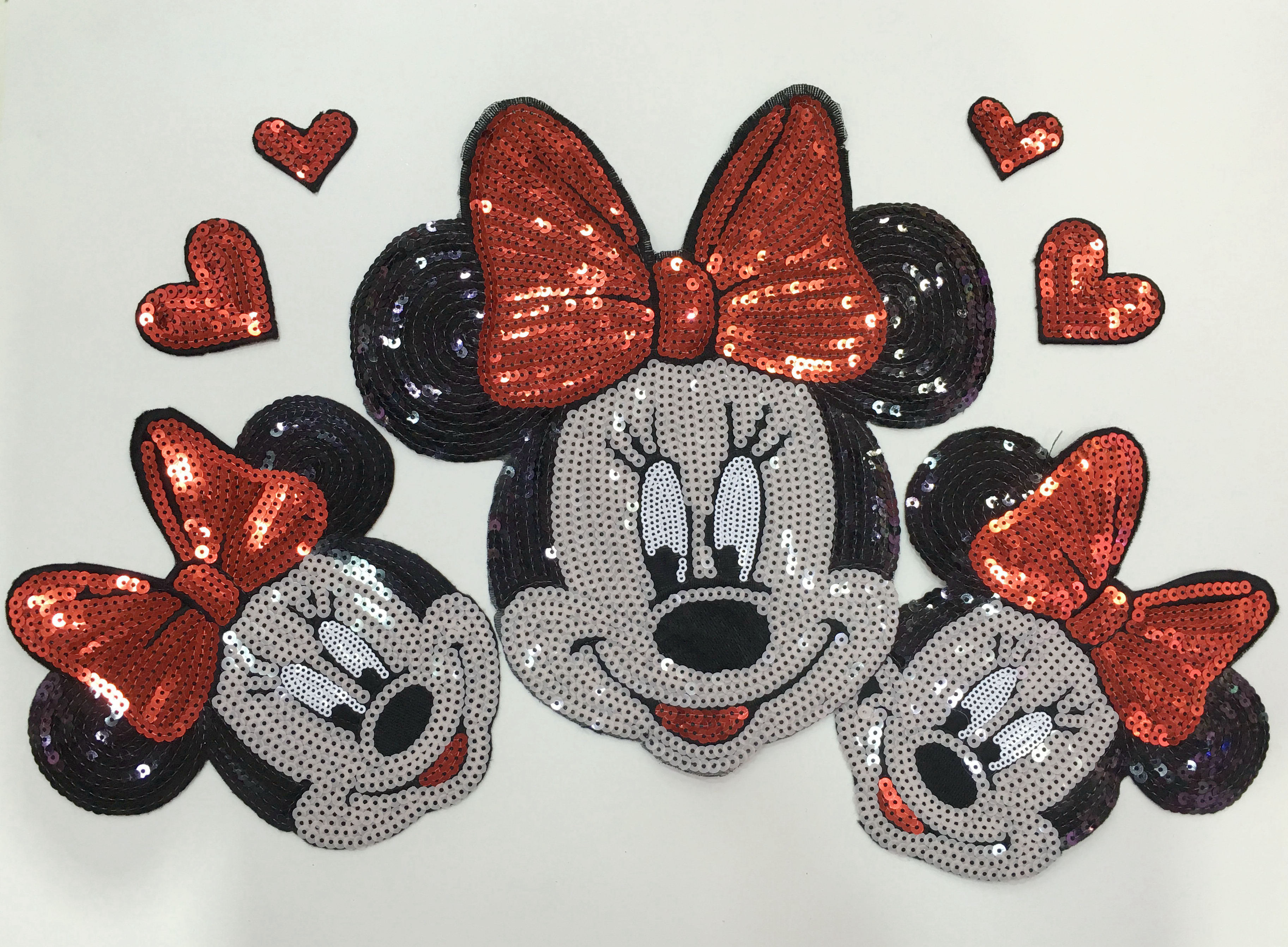 韩版正品亮片布贴蝴蝶结米妮珍珠搭配珠片绣花补丁贴diy服装辅料