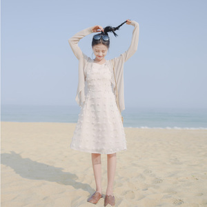 纯色气质无袖雪纺连衣裙