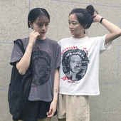 韩国ulzzang原宿风宽松短袖 T恤复古印花字母体恤上衣学生 夏季女装