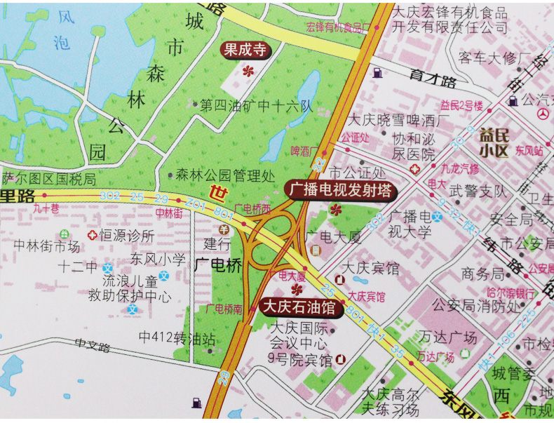 9米 东北地区黑龙江省大庆市地图挂图 精品商务办公室家用 真彩配色