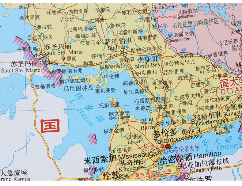 2017年新版 加拿大地图1米17x0.86米港口机场交通旅游