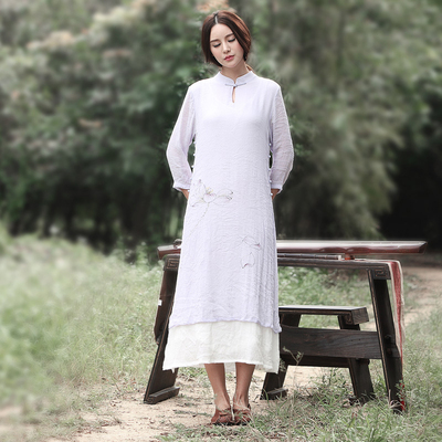 文艺范无袖连衣裙旗袍长裙中国风禅意女装中式
