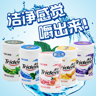 trident/清至54g瓶装无糖口香糖40粒装波兰进口零食糖果新品上市