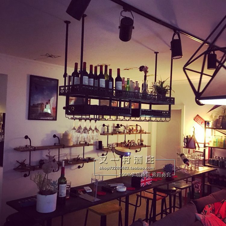 欧式酒吧吧台酒杯架悬挂红酒杯架高档餐厅双层吊杯架